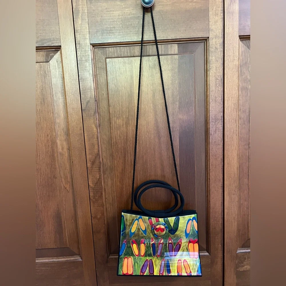 Angela Frascone Vibrant Multicolor Clutch with Artistic Shoe Design